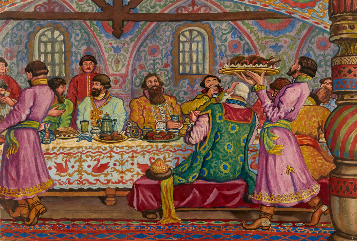 царь салтан гостей сажает за свой стол и